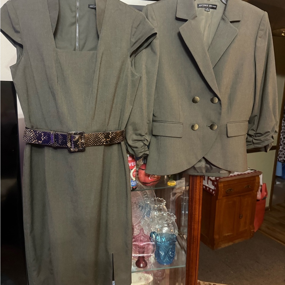 Antonio Melani Olive Green Women's Dress and Jacket Set